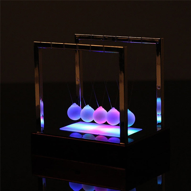 Newtons Cradle LED Light Up Kinetic Energy Home Office Science Toys Home Decor