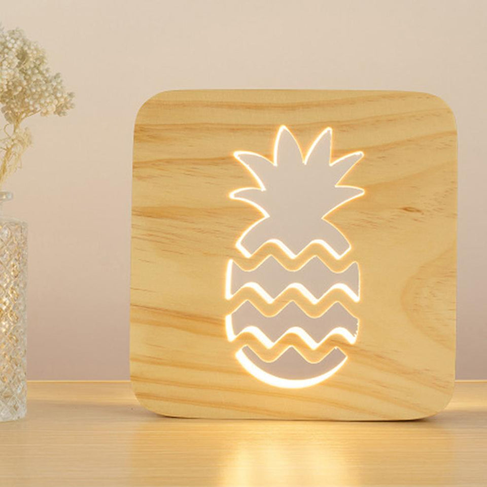 LED Wooden Pineapple Night Light USB Powered Children's Bedroom Lights Kids Gifts  specification