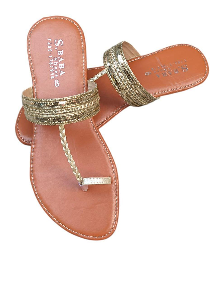Stylish Golden PU Leather Kolhapuri Chappal