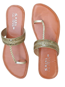Stylish Golden PU Leather Kolhapuri Chappal