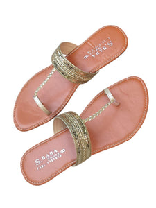 Stylish Golden PU Leather Kolhapuri Chappal